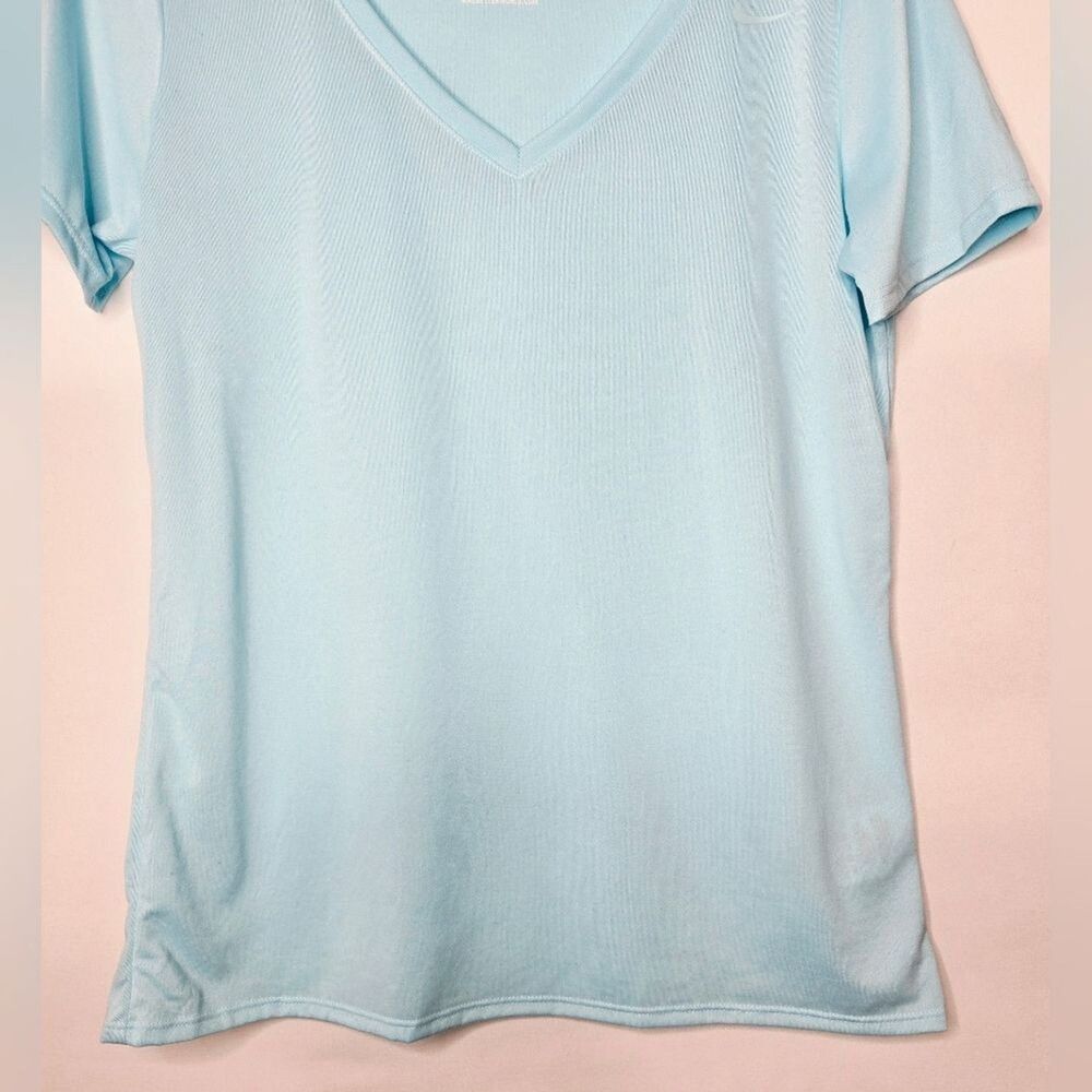 Women's Nike Tee Athletic Cut Dri-Fit V-Neck Aqua Turquoise Shirt. Size large. - Picture 3 of 7